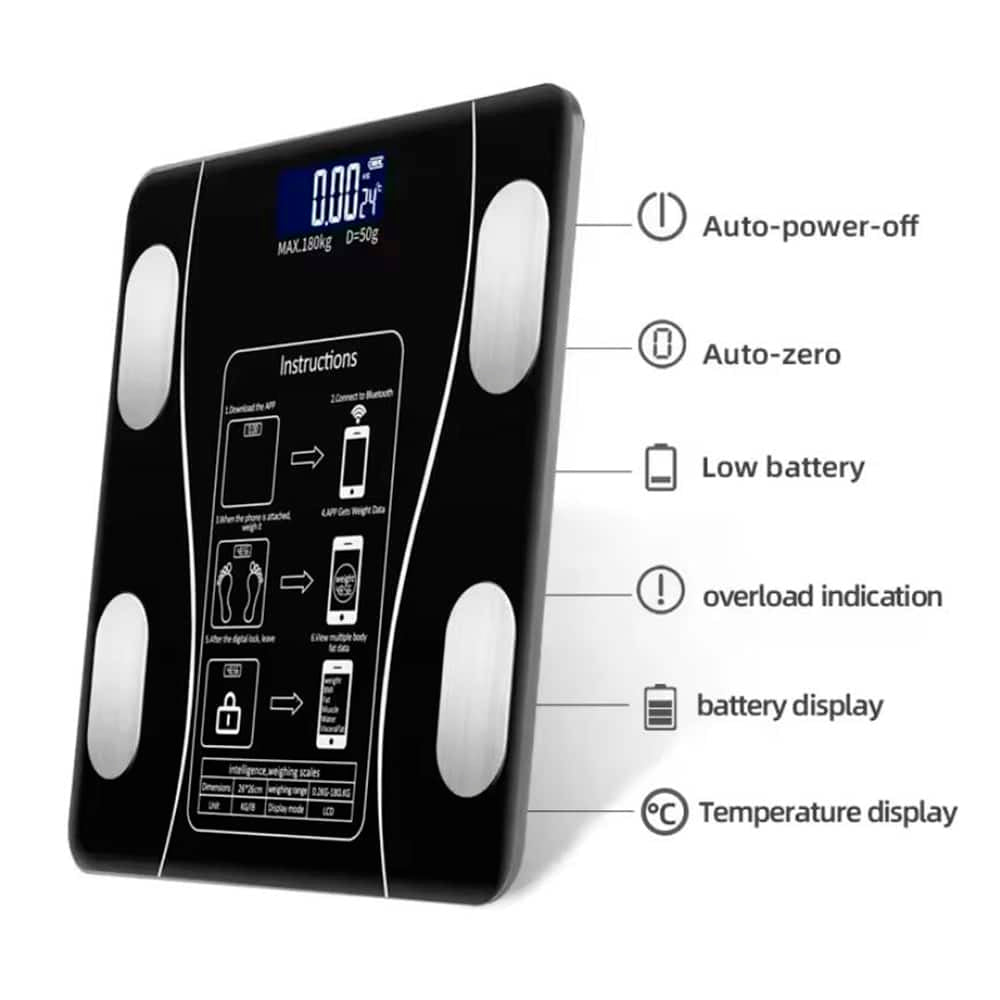 Wellness smart scale for weight management, offering BMI & body composition analysis via Bluetooth.
