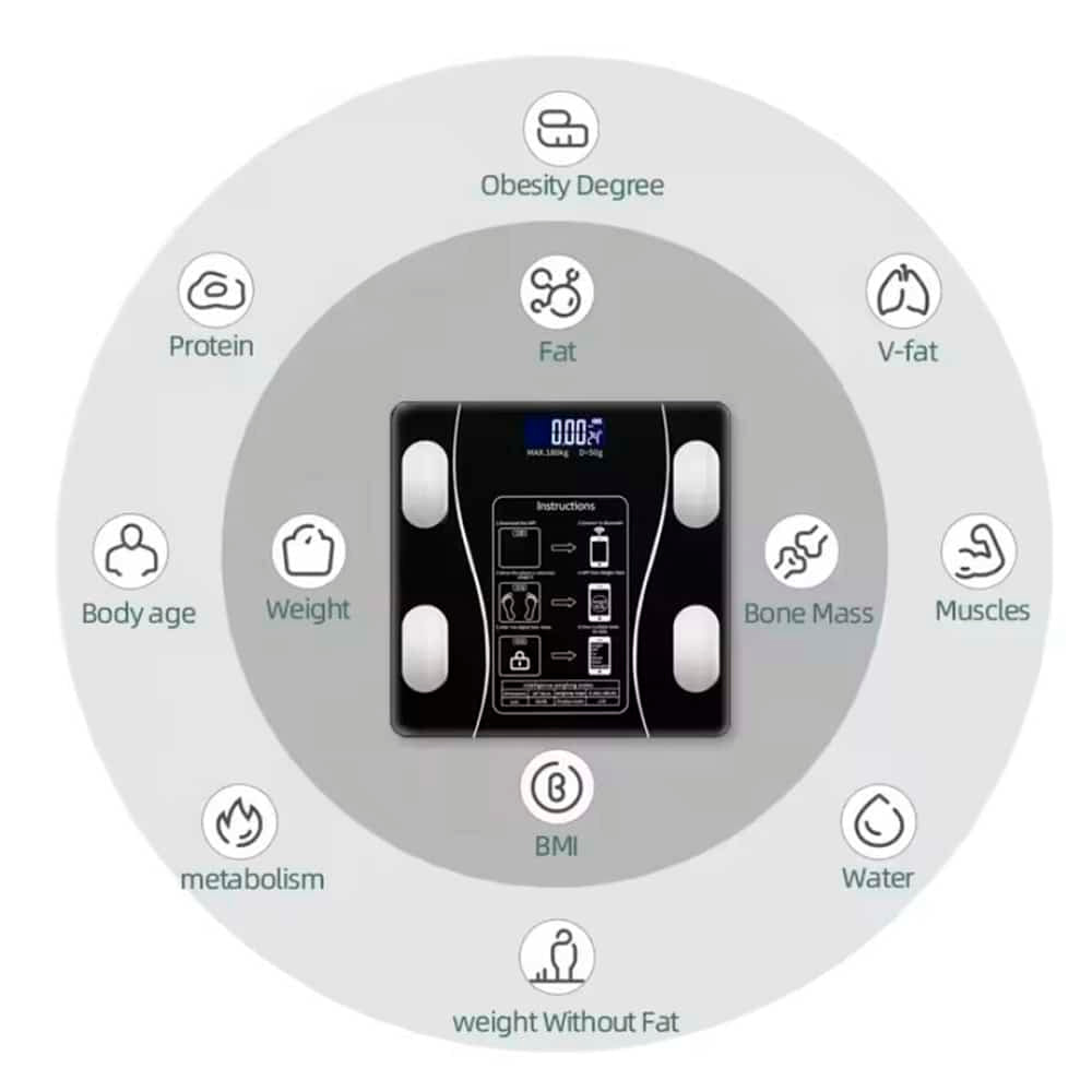 High-capacity 400 lbs smart bathroom scale with Bluetooth, perfect for fitness monitoring & health goals.