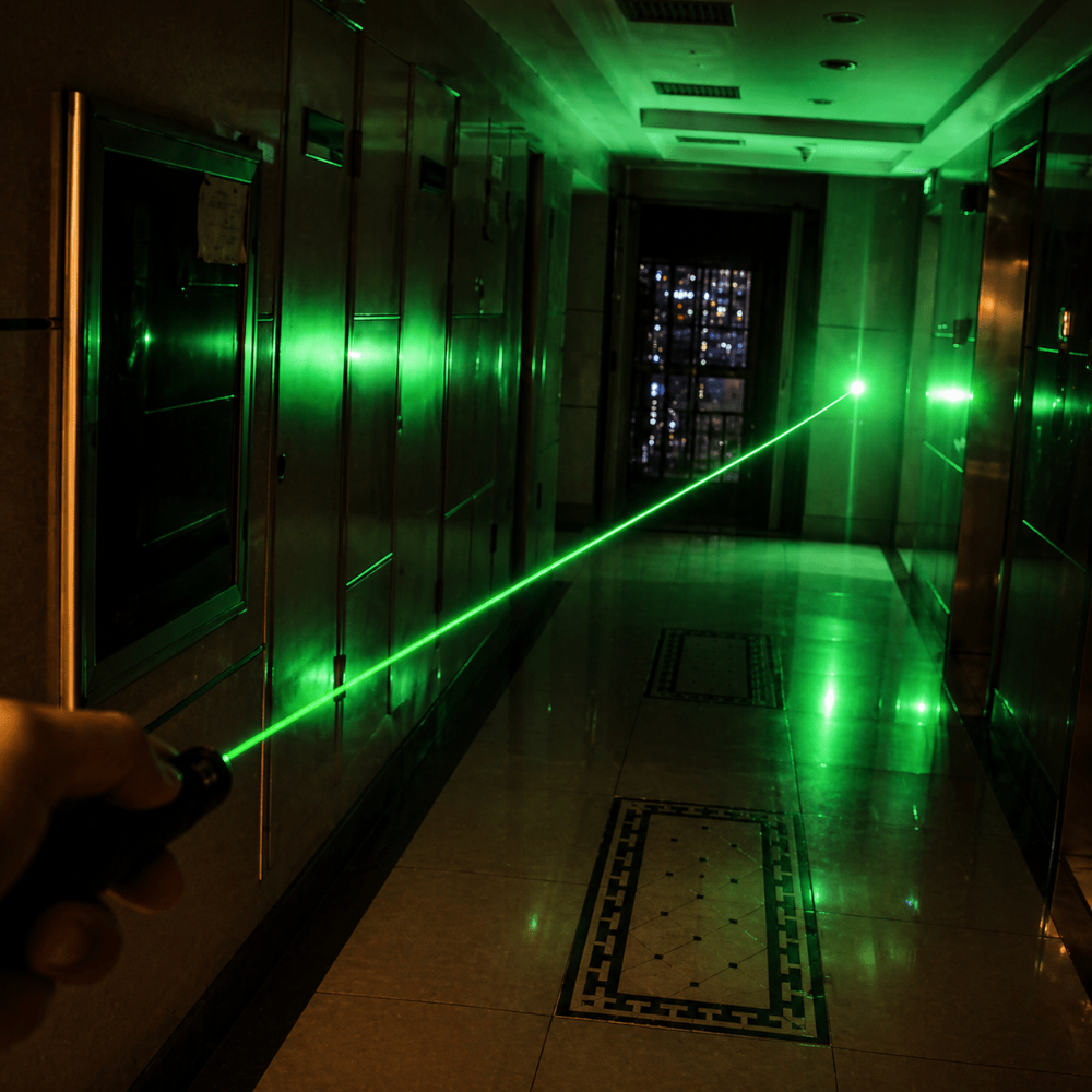 Durable blue laser pointer, adjustable focus for versatile applications, featuring a robust aluminum design.