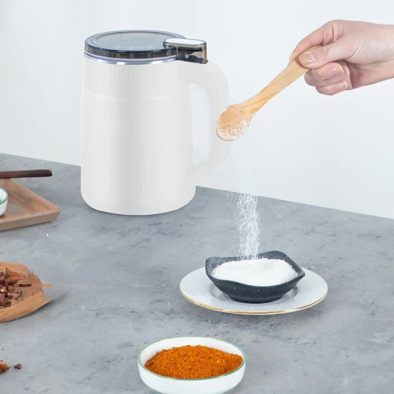 Stainless steel electric flour grinder for fresh, healthy flour at home. Essential baking tool & seed mill.