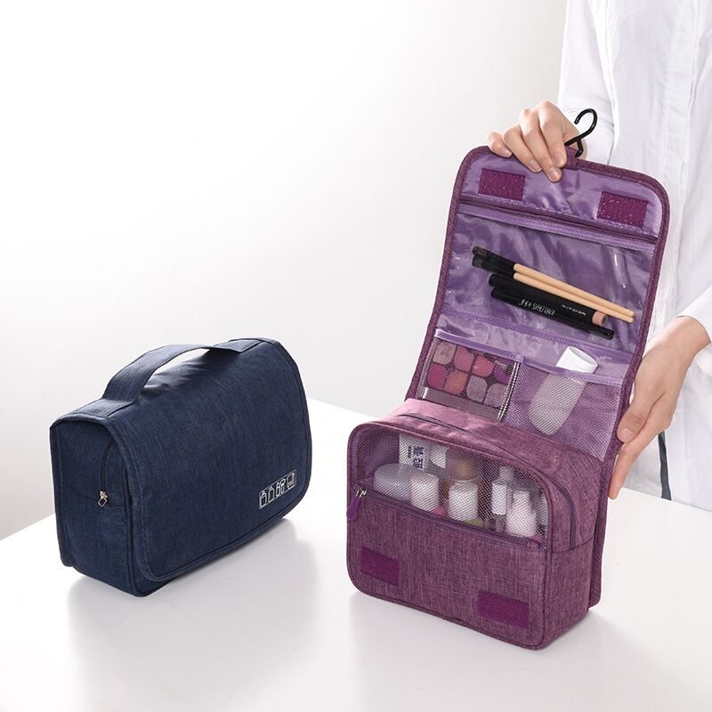 Compact, lightweight hanging toiletry organizer bag, ideal for travel and vacation.