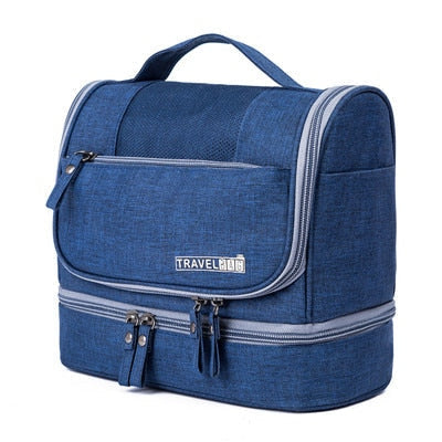 Efficient multi-compartment travel organizer, unisex hanging toiletry bag, water-resistant for durability.