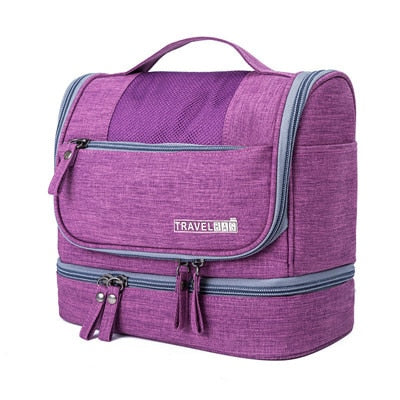 Large multi-compartment toiletry organizer bag, unisex design, ideal for travel and bathroom essentials storage.