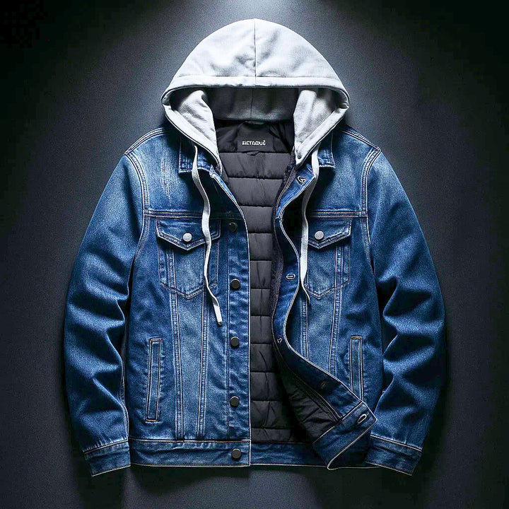 Men's warm hooded jacket, comfortable and durable, ideal for everyday casual style.