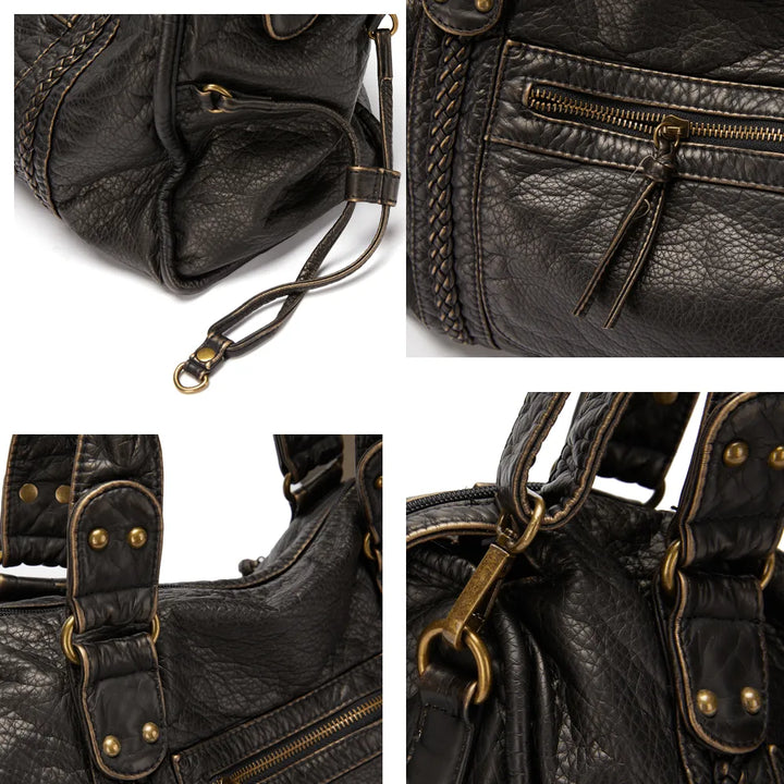 Organized black women's work bag, spacious for school supplies & daily essentials. A versatile shoulder tote.