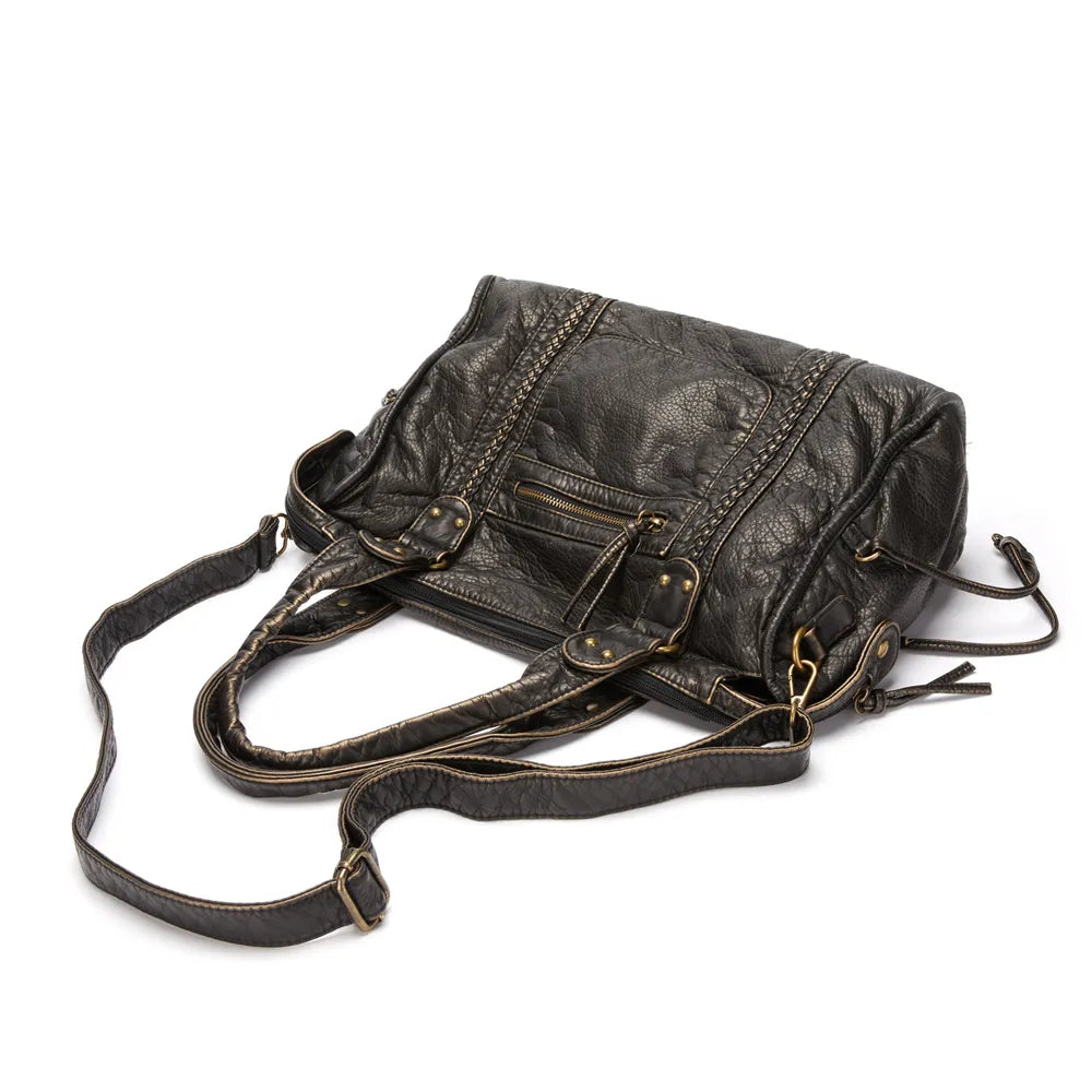Sleek black crossbody bag for women, also a versatile shoulder tote. Ideal for work, school, and daily essentials.