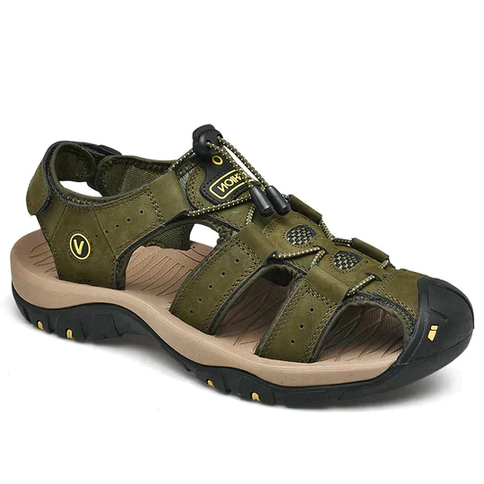 Men's durable closed-toe orthopedic sandals with arch support, great for walking & outdoor activities.