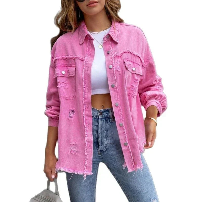 Women's Ibiza boho slim fit jacket. Trendy spring/summer outerwear, perfect for casual chic & festivals.