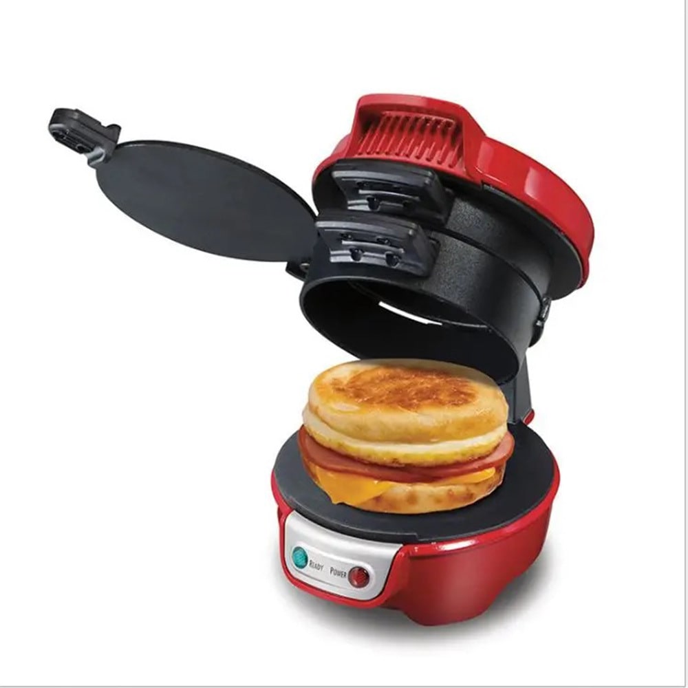 Kitchen appliance: electric breakfast sandwich maker for quick, hot meals.