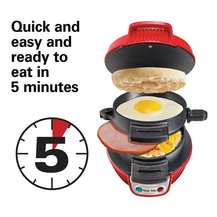 Electric sandwich maker with nonstick plates, for quick and easy breakfasts.