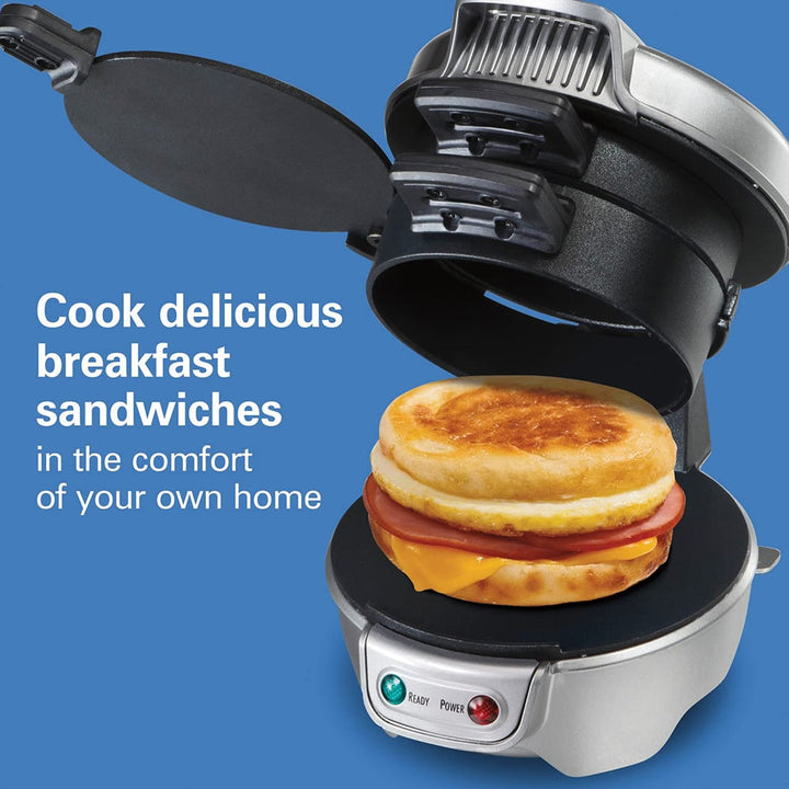 Quick breakfast sandwich maker with nonstick griddle, perfect for easy meals.