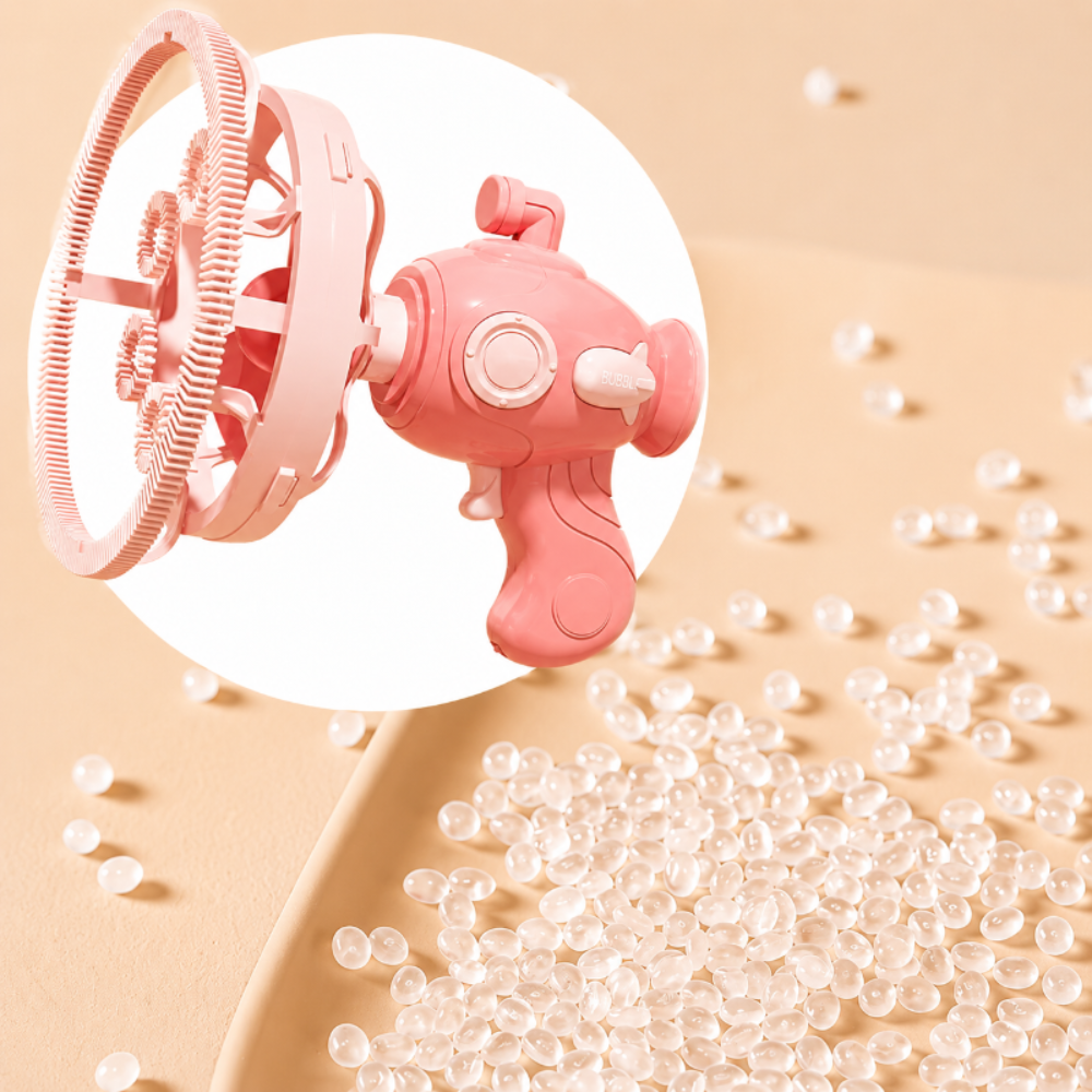 Bubble blaster toy for kids, automatic action for continuous bubble streams, great for garden games and parties.