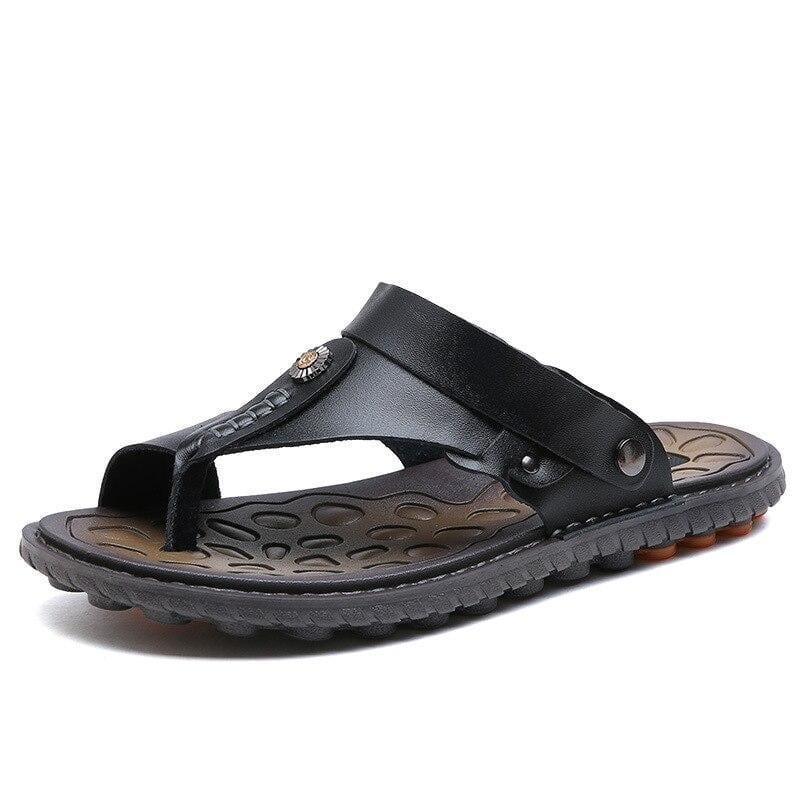 Arch support men's back-strap flip-flops, offering bunion relief & all-day comfort.