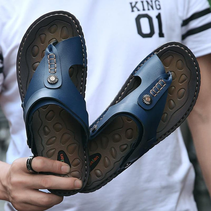 Orthopedic men's sandals with back-strap, designed for bunion relief & pain comfort.