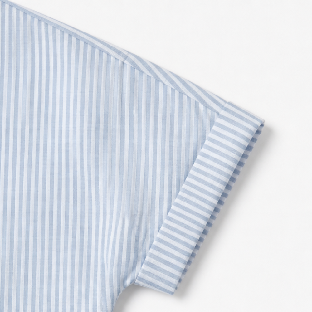 Casual women's striped henley top, a comfortable short sleeve design with a chic button front.