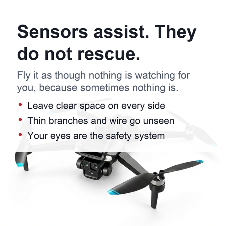 Lightweight travel drone, folding quadcopter with triple lens & obstacle avoidance. Perfect for adventures.