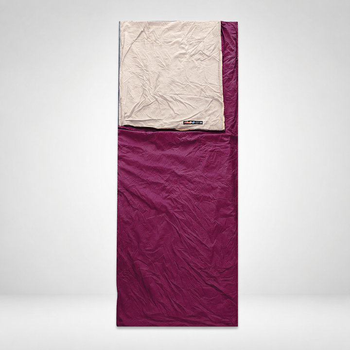 Unisex portable sleeping bag liner, compact & hygienic for adult travel and camping.