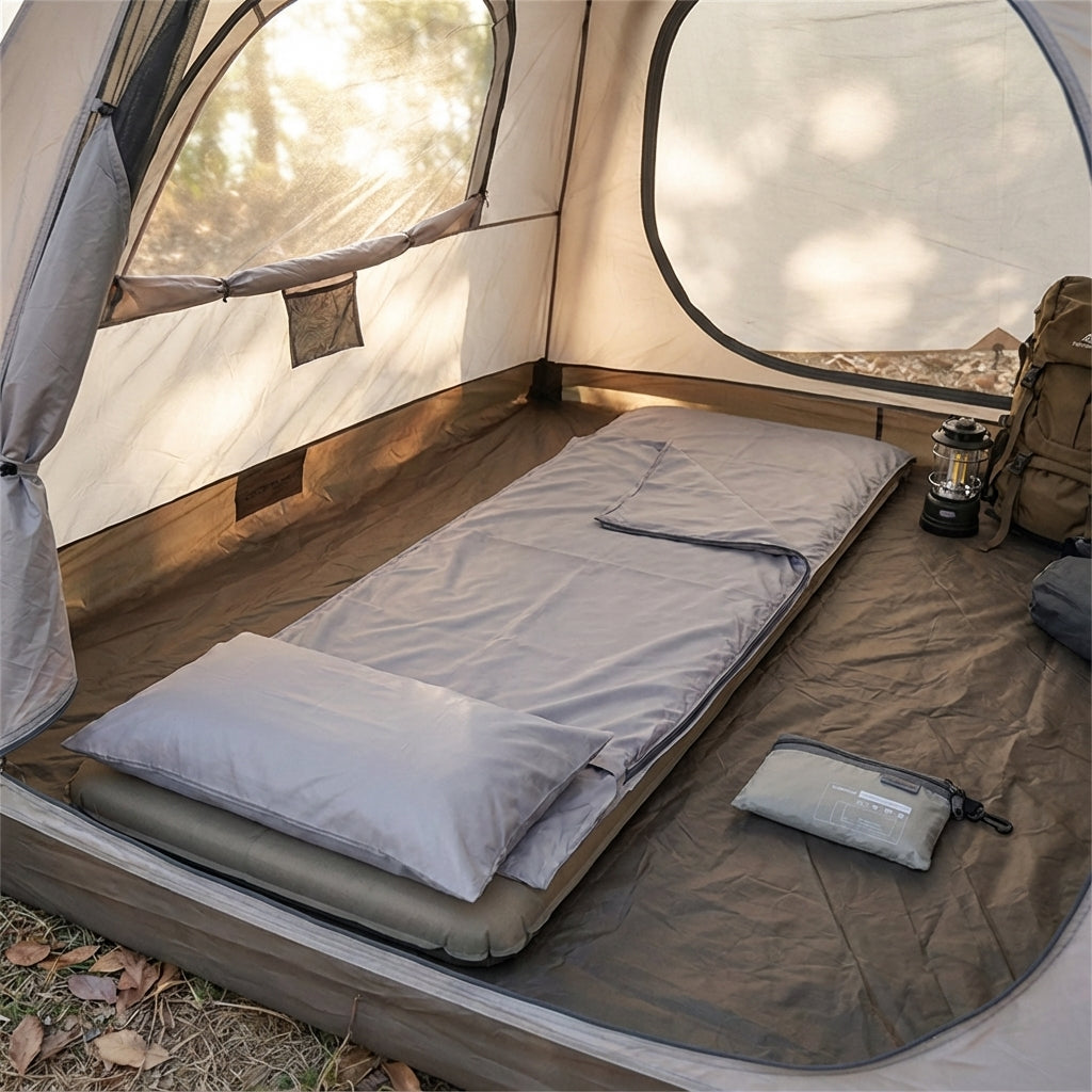 Unisex portable sleeping bag liner for adults, lightweight and hygienic for all outdoor adventures.