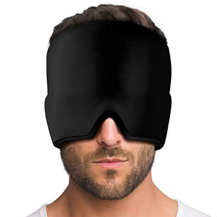 Heated migraine cap, soft fabric for soothing comfort. Targets headache and tension relief.