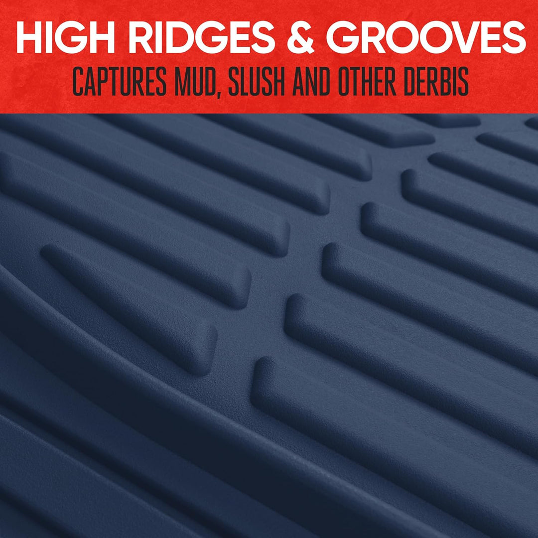 Flexible rubber car floor mats, all-weather design ensures lasting auto protection.