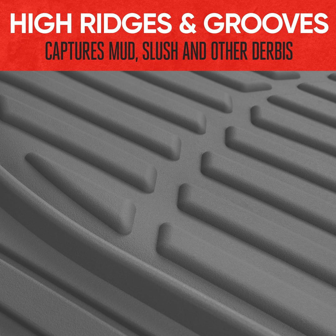 Heavy-duty flexible rubber car mats, all-weather auto accessories for protection.