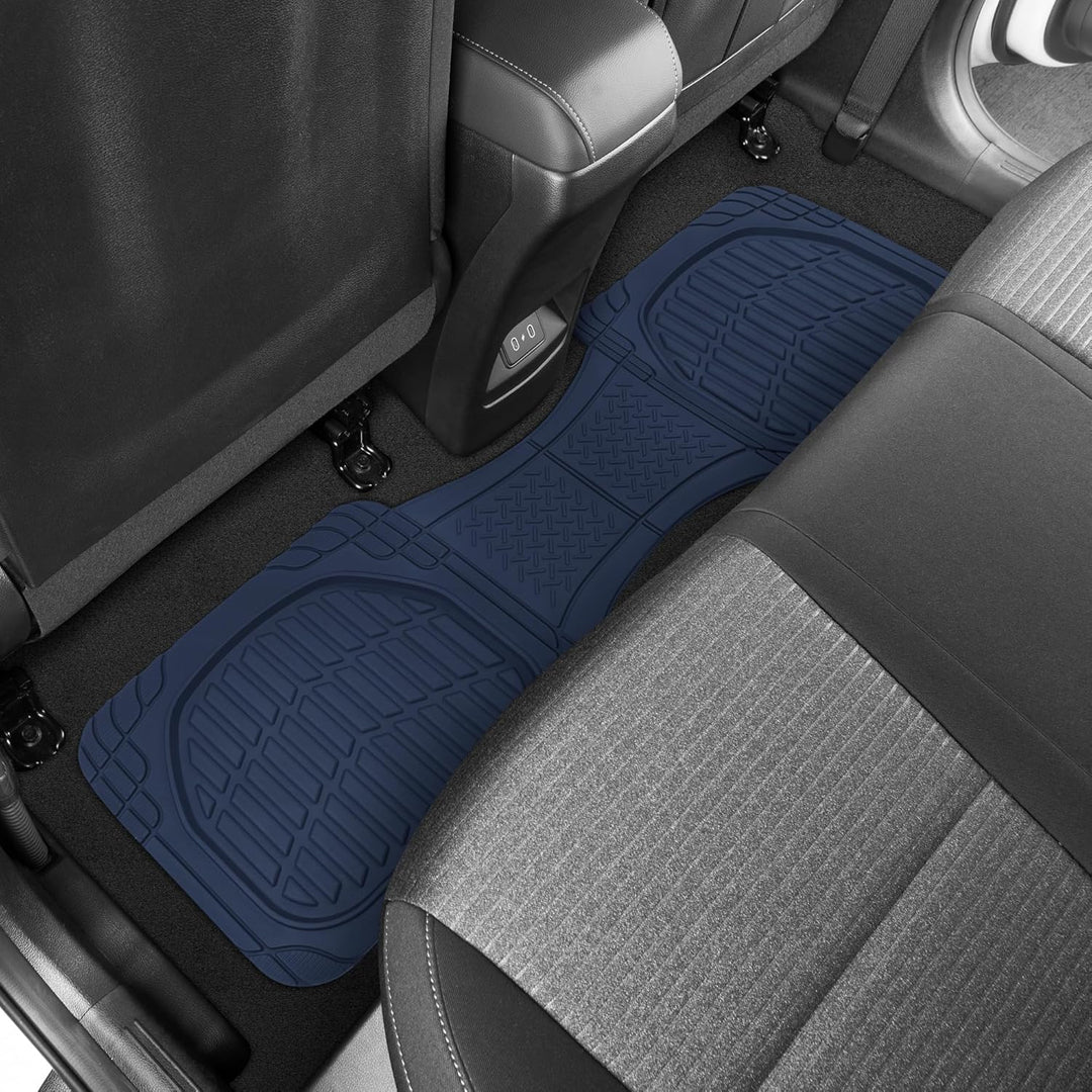 Durable rubber floor liners for cars, universal fit all-weather vehicle protection.