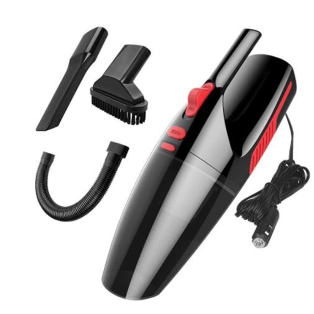 Handheld car vacuum for pet hair, spills & crumbs; powerful wet/dry auto interior cleaner.