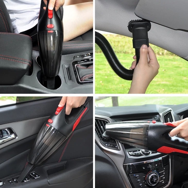 Compact handheld car vacuum for effective wet/dry interior cleaning & detailing.