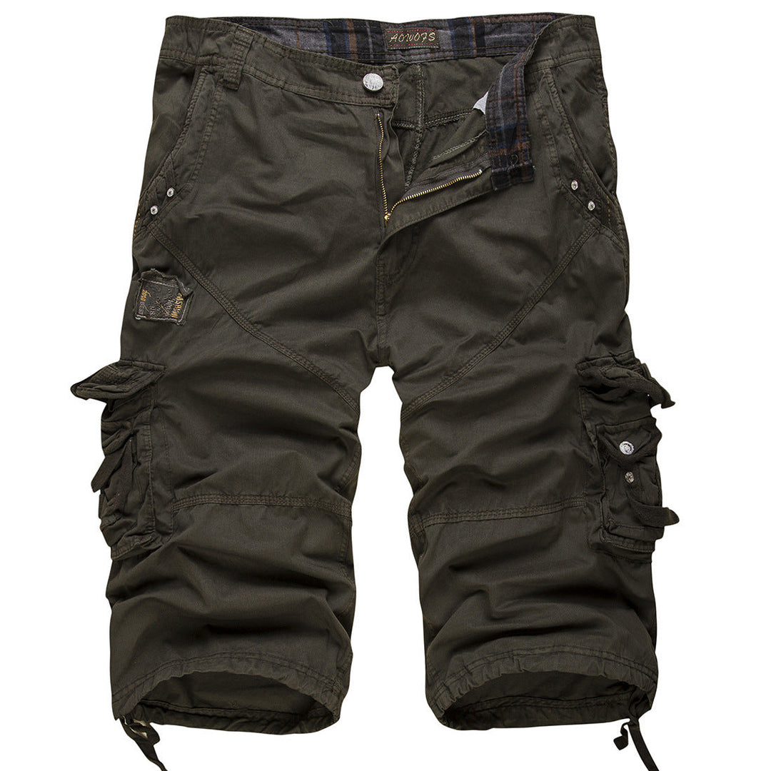 Relaxed fit men's cargo shorts with multi pockets & drawstring, great for summer comfort.
