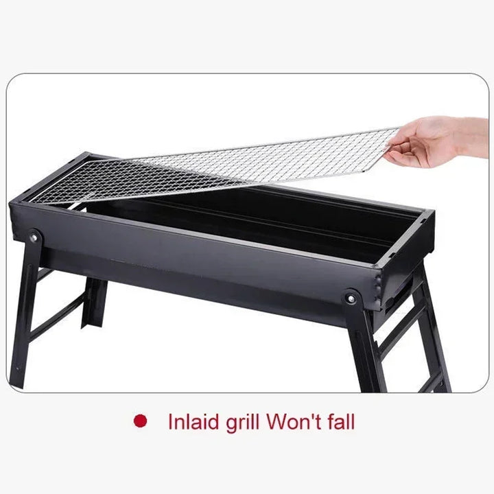 Travel-friendly portable charcoal grill, ideal for outdoor camping, hiking, and small BBQ cooking.