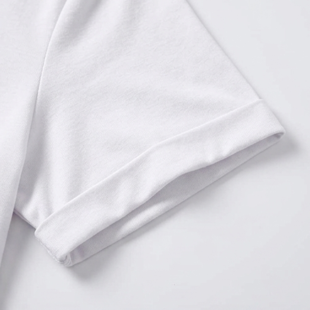 Women's V-neck t-shirt, short-sleeve design with classic rolled cuffs, a versatile top.
