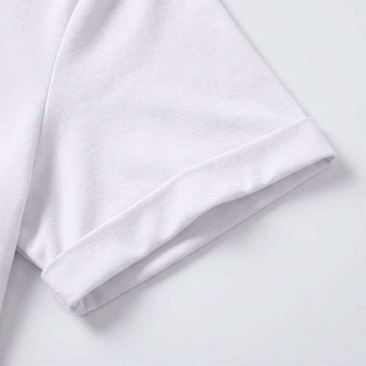 Women's V-neck t-shirt, short-sleeve design with classic rolled cuffs, a versatile top.