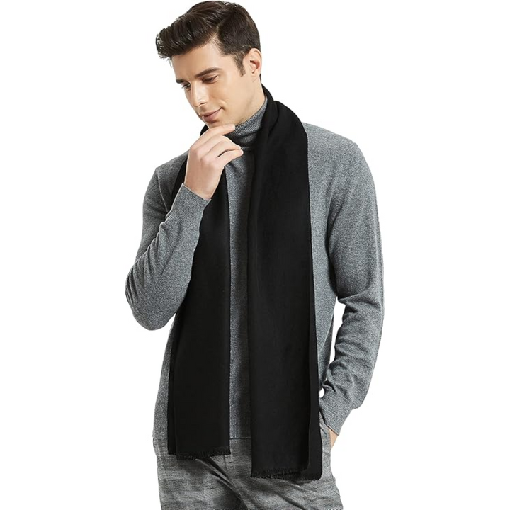 Designer men's cashmere winter accessory, adding a touch of luxury to any ensemble.