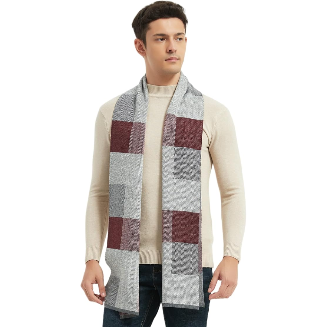 Sophisticated men's cashmere scarf, blending warmth, softness, and timeless winter fashion.