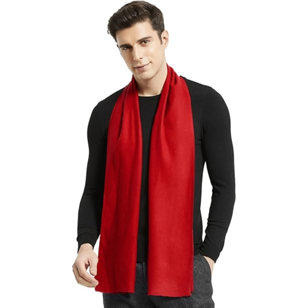 Stylish men's winter scarf in luxurious cashmere, a versatile cold weather essential.
