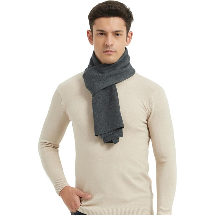 Soft & warm men's cashmere scarf, ideal for winter style & supreme neck comfort.