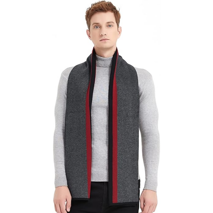 Men's luxury cashmere scarf, designed for warmth, softness, & timeless winter fashion.