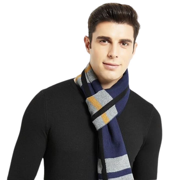 Cozy men's cashmere winter scarf, perfect for staying warm and stylish in the cold.