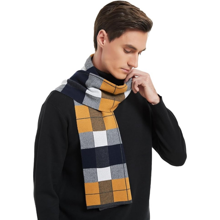 Luxurious men's cashmere winter scarf, soft & warm for ultimate comfort in cold weather.