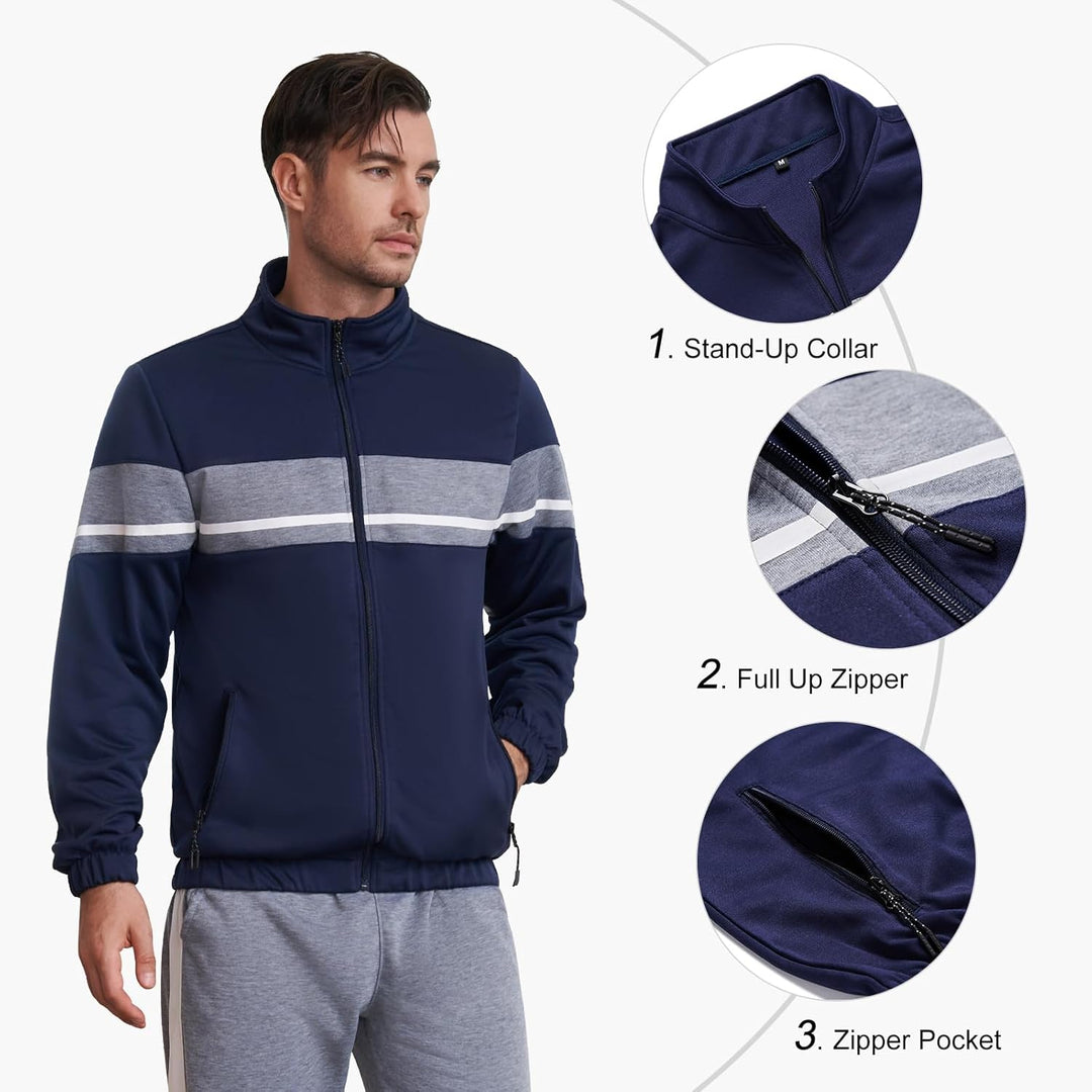 Comfortable men's athletic outfit: Ryan tracksuit with jacket and joggers. Versatile menswear.