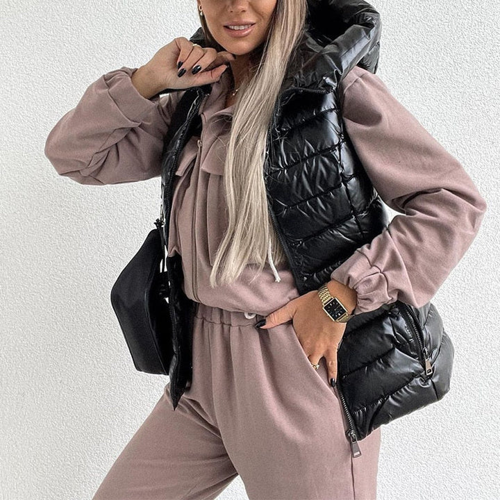 Fashionable women's casual jumpsuit. This modern, stylish one-piece offers comfort and elegance for summer wear.