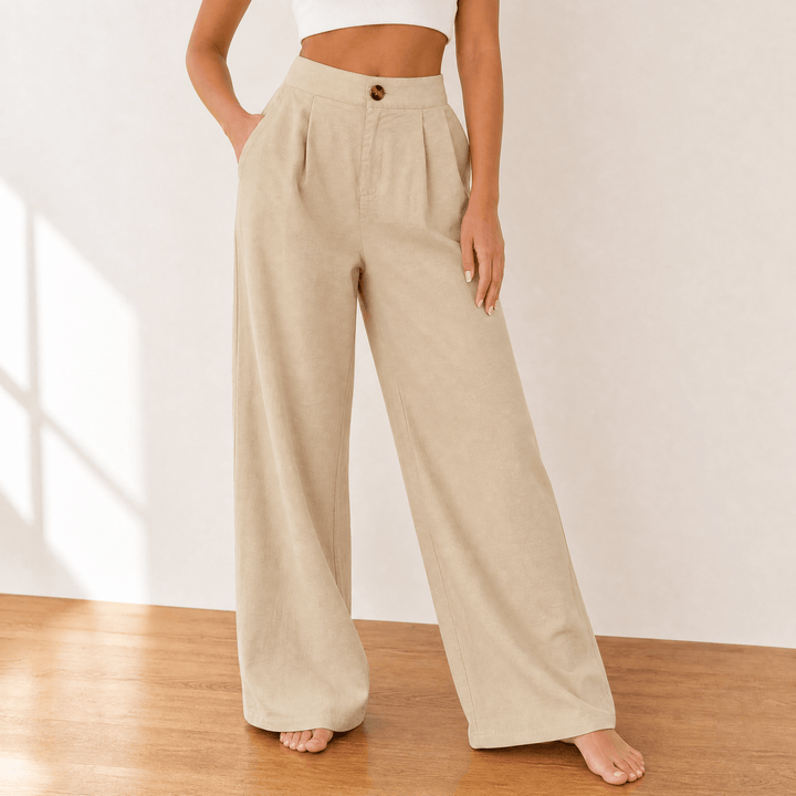 Effortless women's wide leg pants, high waist and relaxed fit for ultimate comfort.