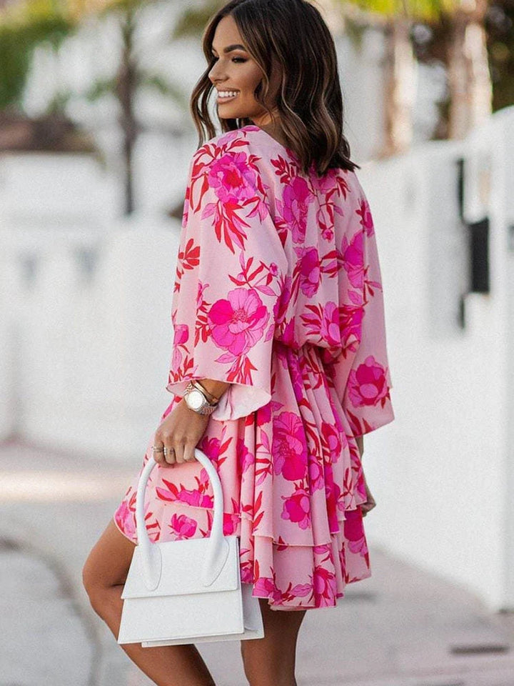 Comfortable women's elegant mini dress. A chic and flattering short summer style.