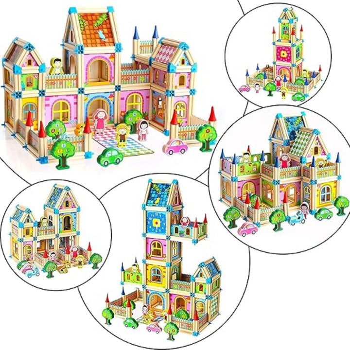 Toddler activity: a wooden construction block set promoting hands-on creative play and motor skills.