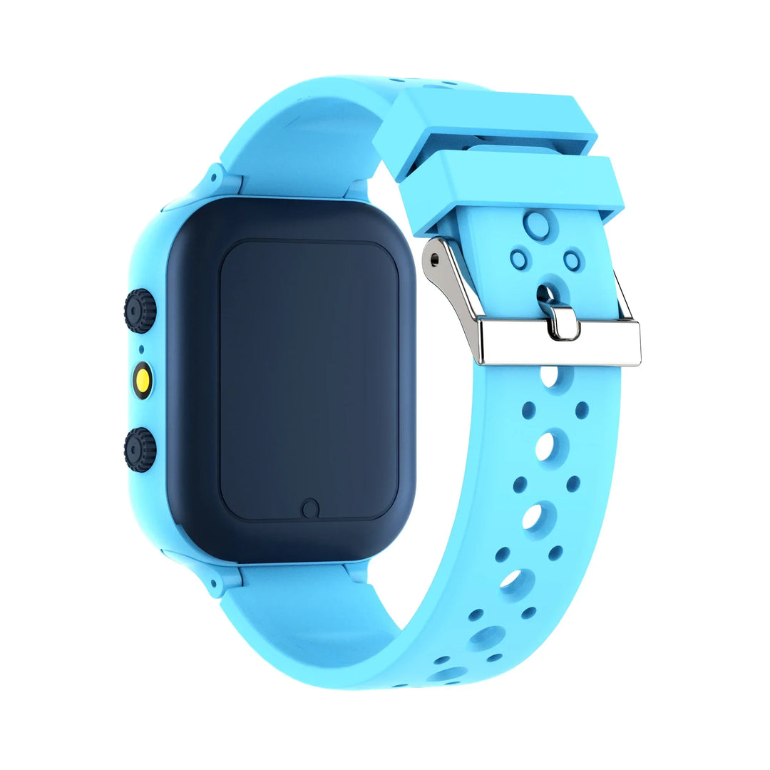 Children's GPS smartwatch featuring video call, real-time tracking, SOS button, and a durable design for active kids.