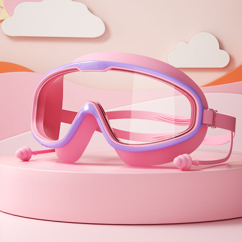 Comfortable children's swim goggles, adjustable strap for secure fit during kids swimming. Anti-fog & clear vision.
