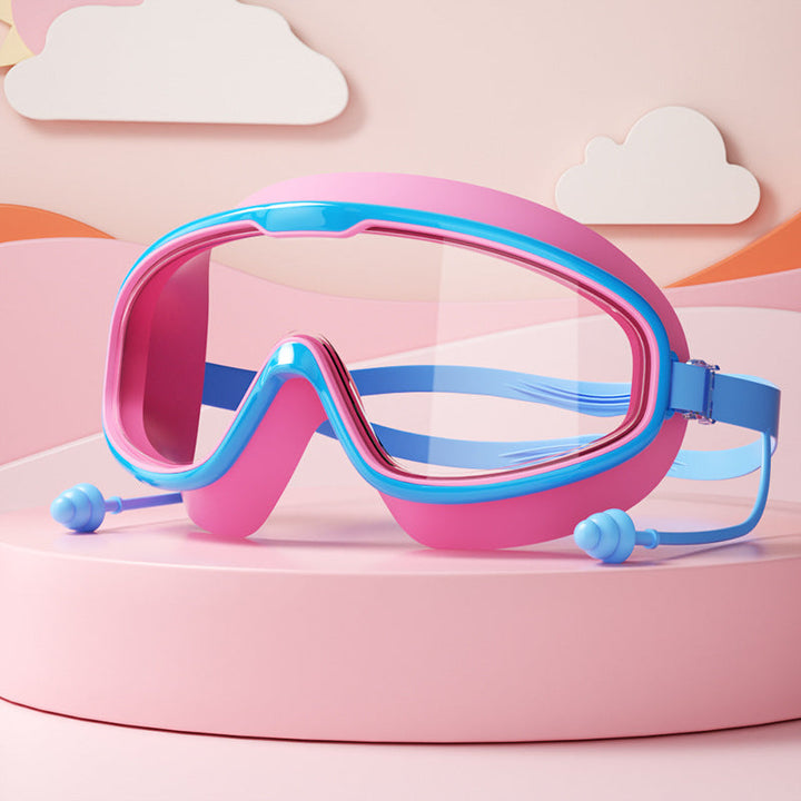 Durable children's swim goggles for active kids swimming. Anti-fog, clear vision, adjustable, comfortable pool gear.