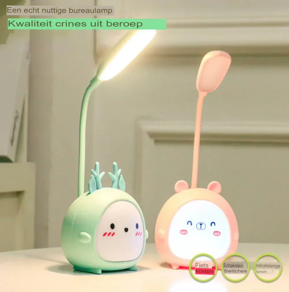 Kids' eye-caring reading lamp, USB powered, soft light for studying, protects young eyes.