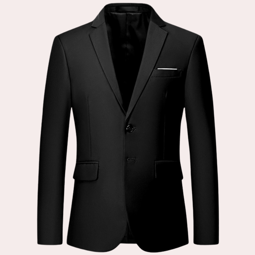 Men's classic Ariston navy slim fit blazer, ideal for smart casual or formal occasions.