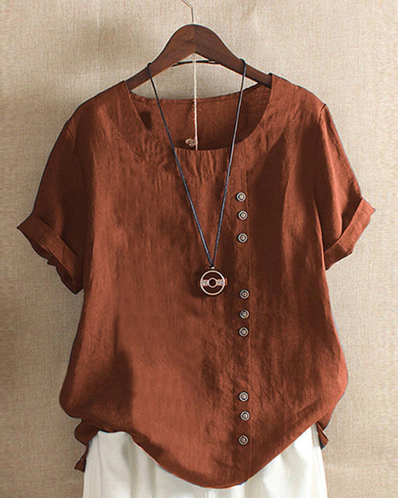 Plain women's short sleeve crew neck tee. Classic fashion basic for summer.